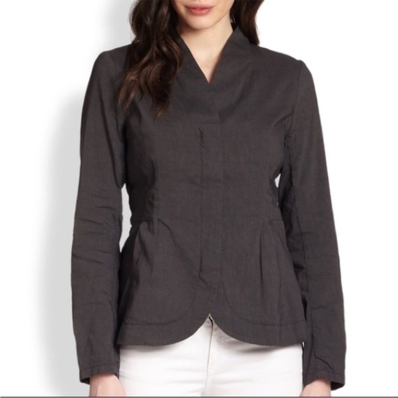 Eileen Fisher Zip Front V-Neck Peplum Jacket Black Large L Dress Casual - Picture 2 of 16